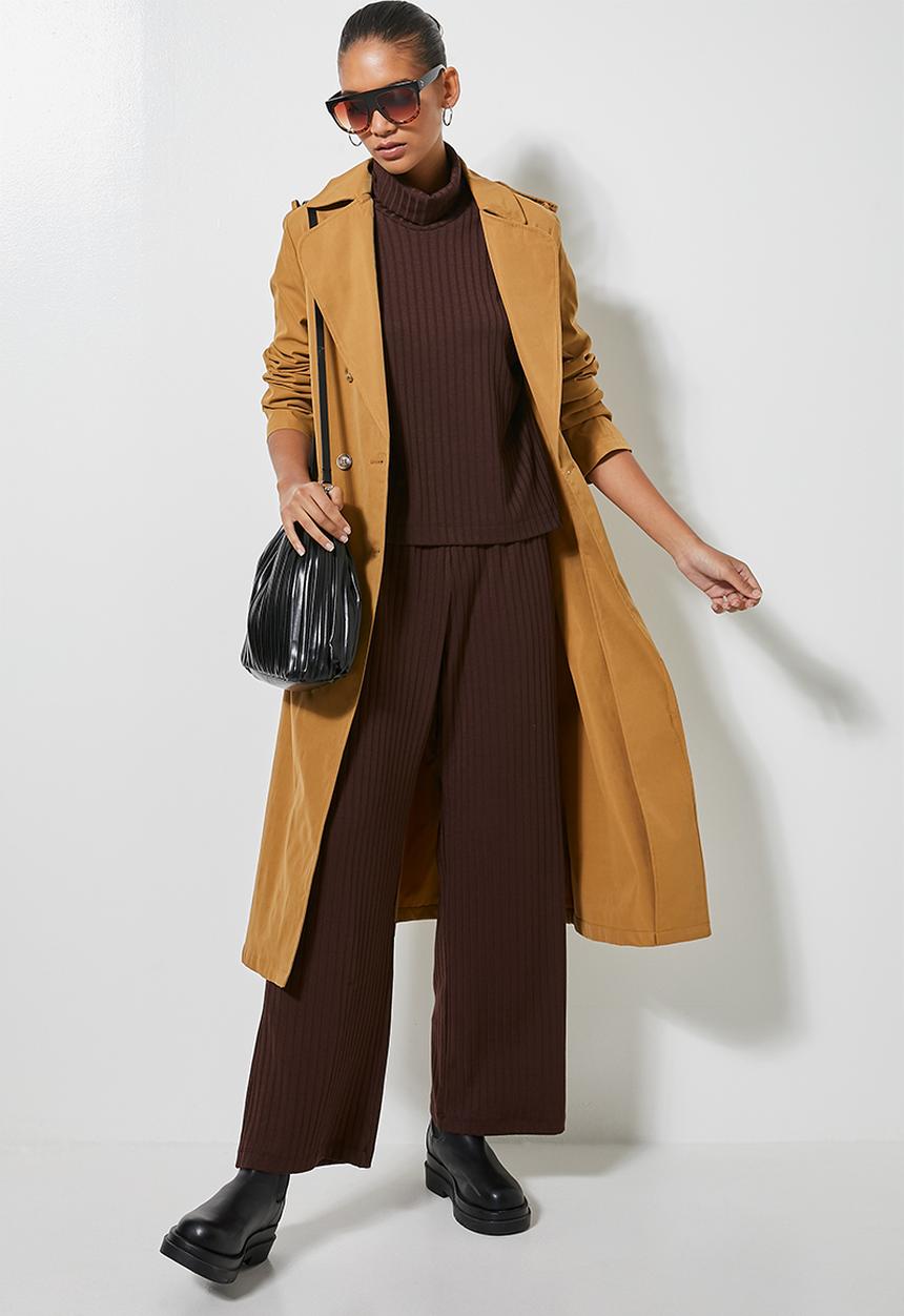 Superbalist - Knit rib wide leg - chocolate brown