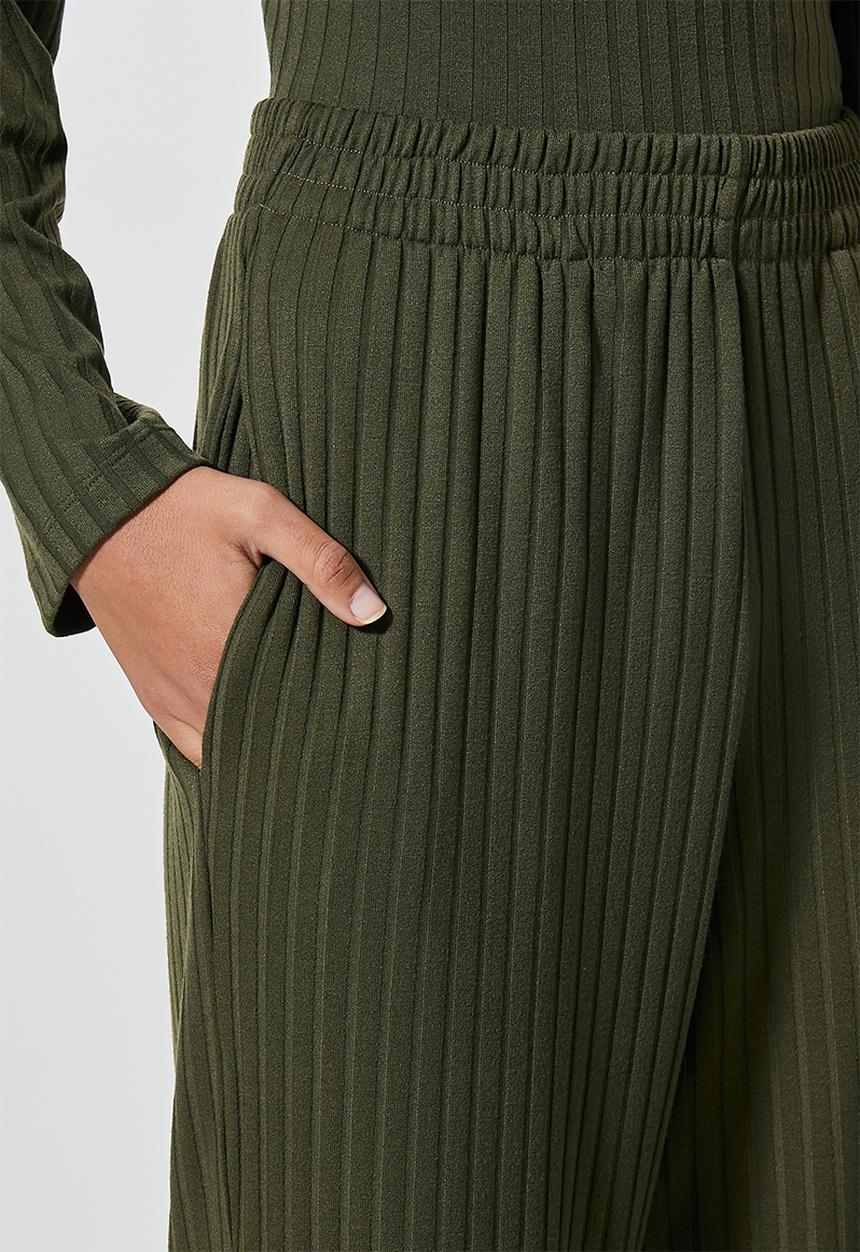 Superbalist - Knit rib wide leg - khaki