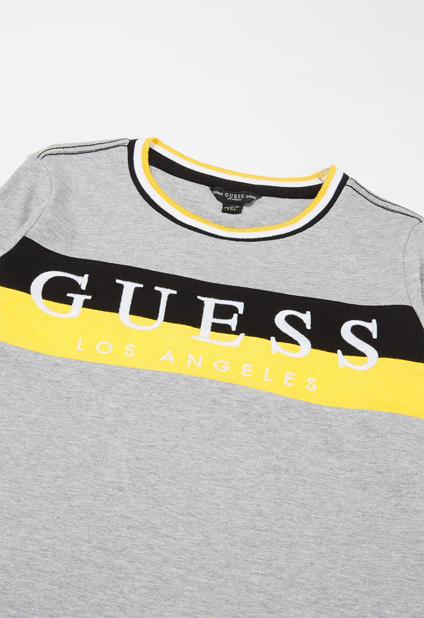 GUESS - Guess long sleeve stripe crew tee - grey