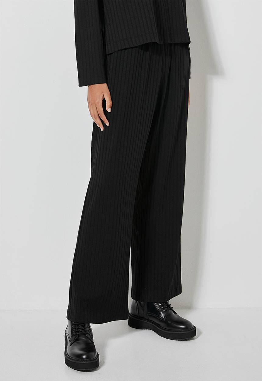 Superbalist - Knit rib wide leg - black