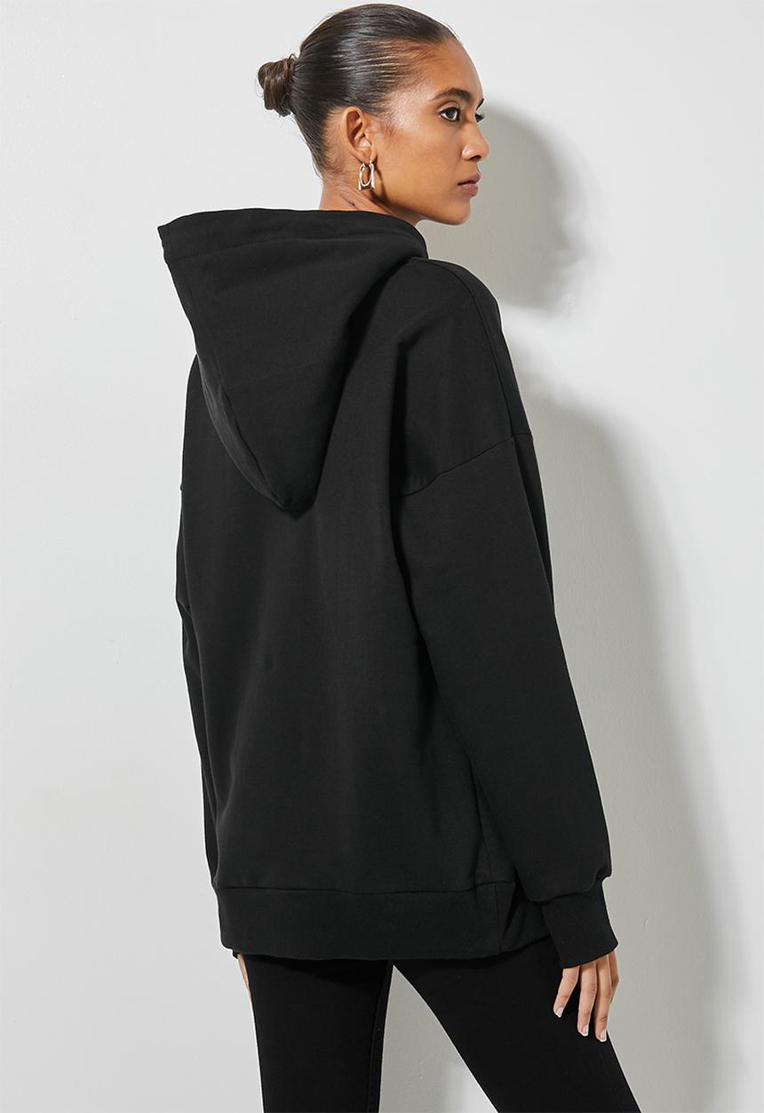 Superbalist - Long line hoodie - black