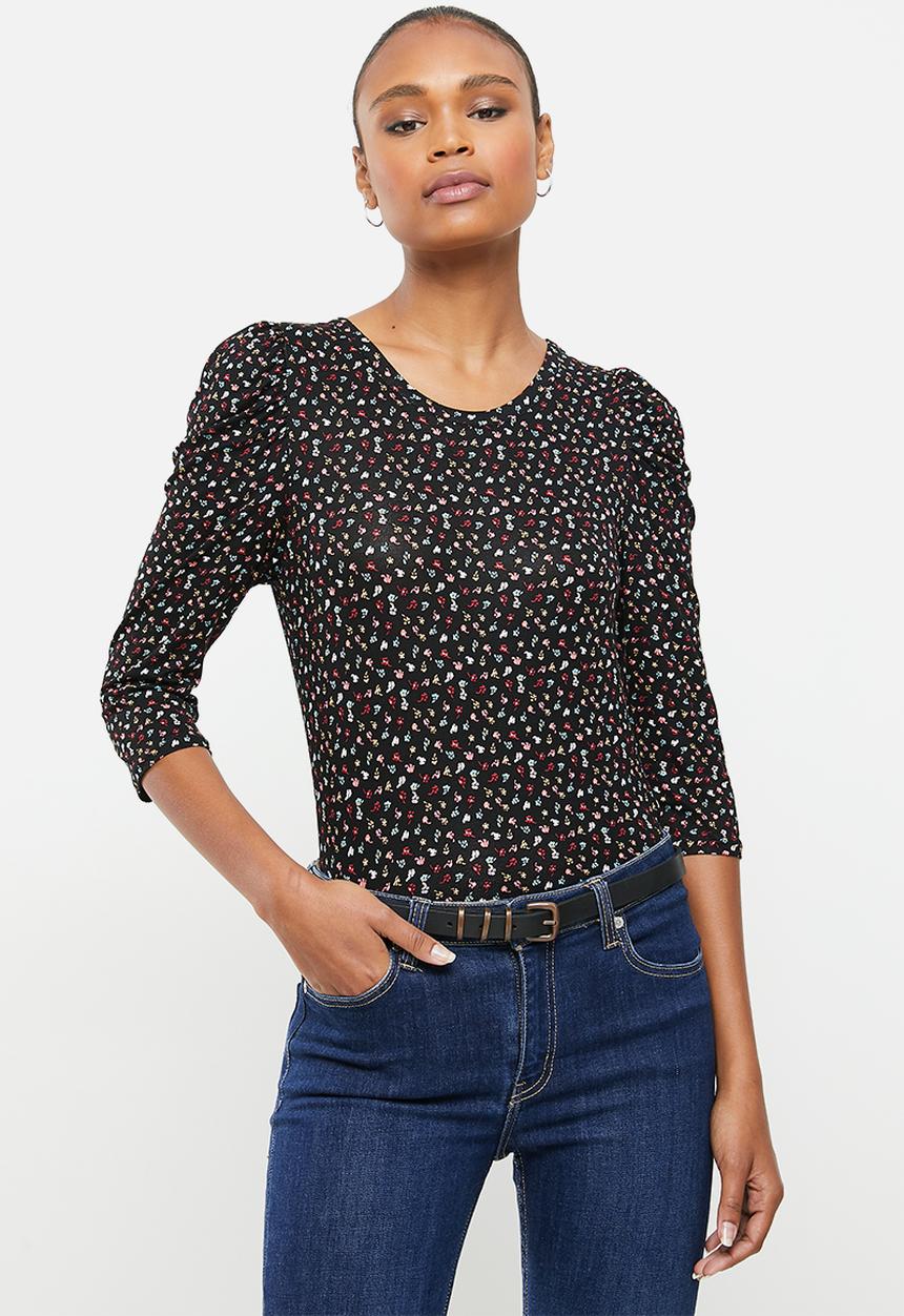 Jacqueline de Yong - Hailey dot 2/4 o-neck top - black 