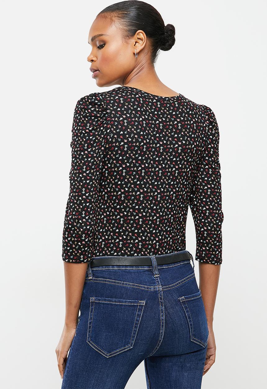 Jacqueline de Yong - Hailey dot 2/4 o-neck top - black 