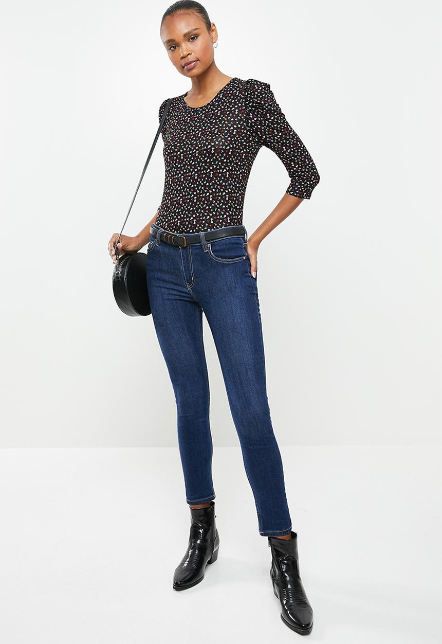 Jacqueline de Yong - Hailey dot 2/4 o-neck top - black 