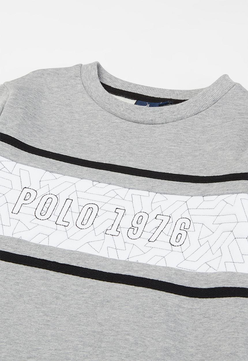 POLO - Boys jackson quilted artwork sweater - grey