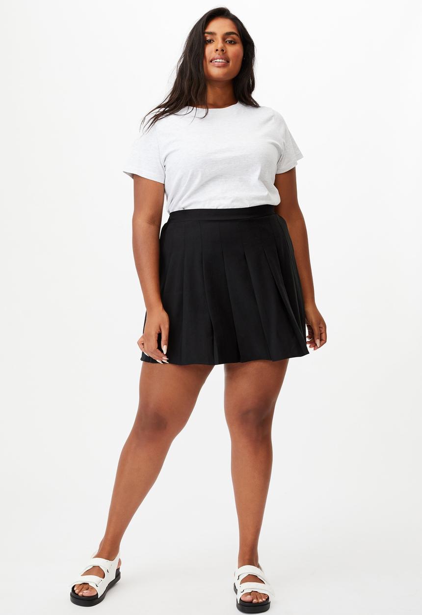 Cotton On - Curve tia pleated mini skirt - black