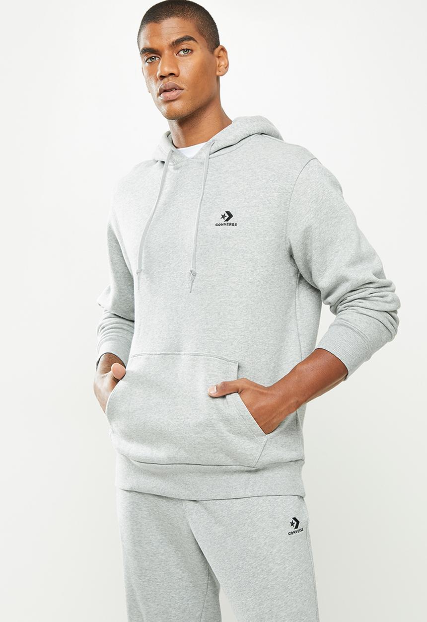 Converse - Embroidered star chevron fleece pullover hoodie - grey
