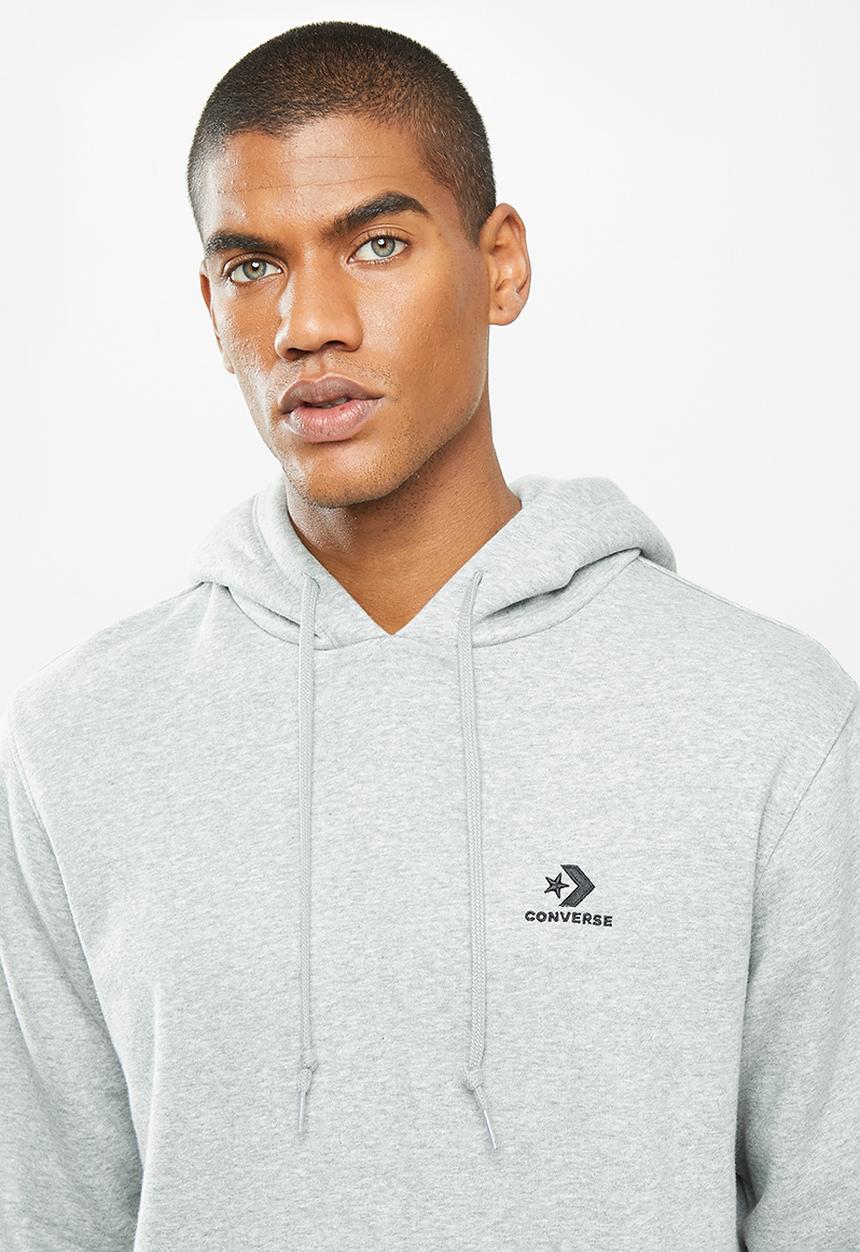 Converse - Embroidered star chevron fleece pullover hoodie - grey