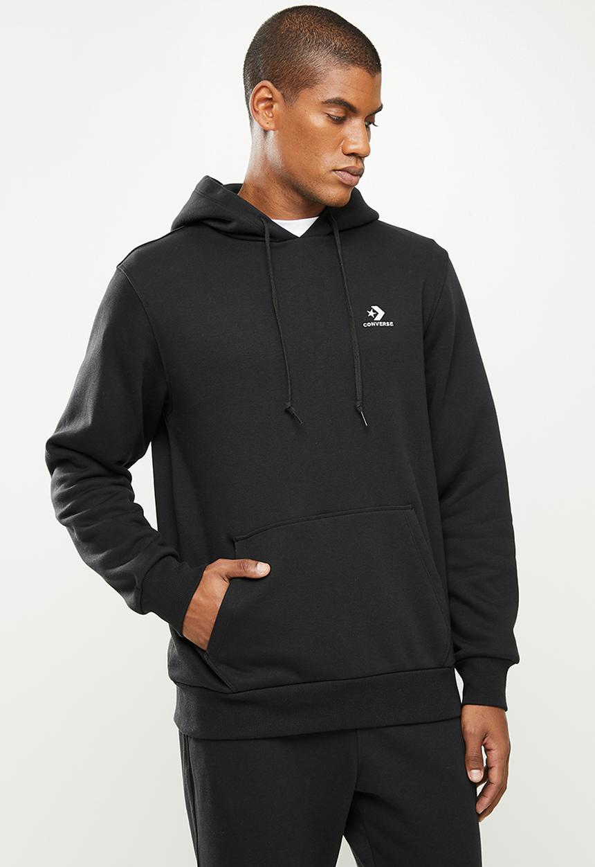 Converse - Embroidered star chevron fleece pullover hoodie - black