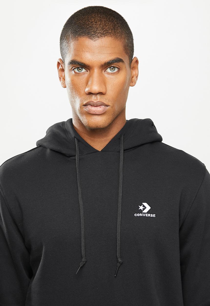 Converse - Embroidered star chevron fleece pullover hoodie - black