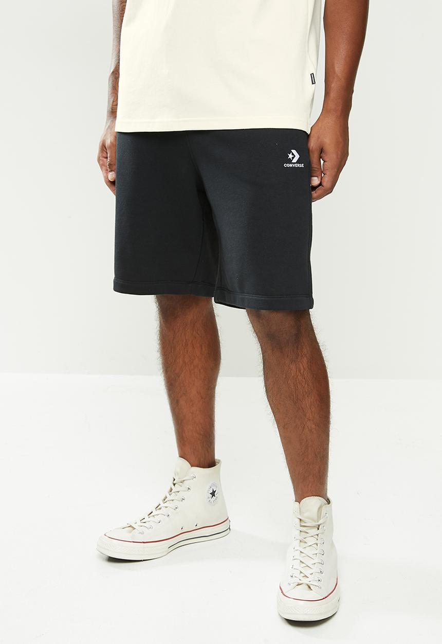 Converse - Embroidered star chevron french terry short - black