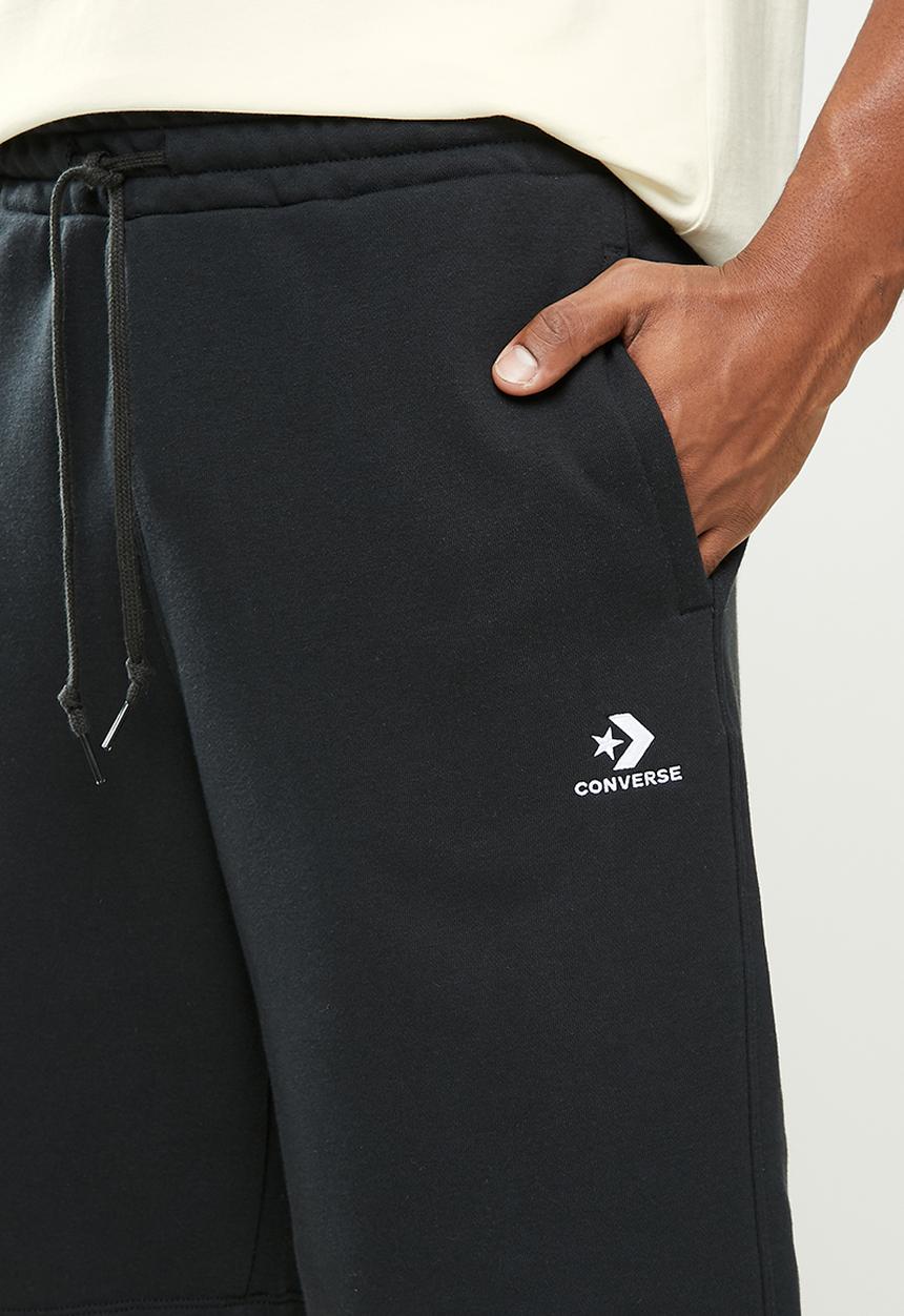 Converse - Embroidered star chevron french terry short - black
