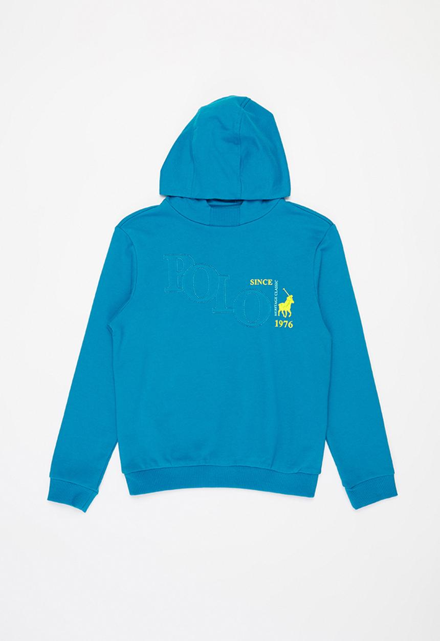 POLO - Boys damian debossed hooded sweater - blue