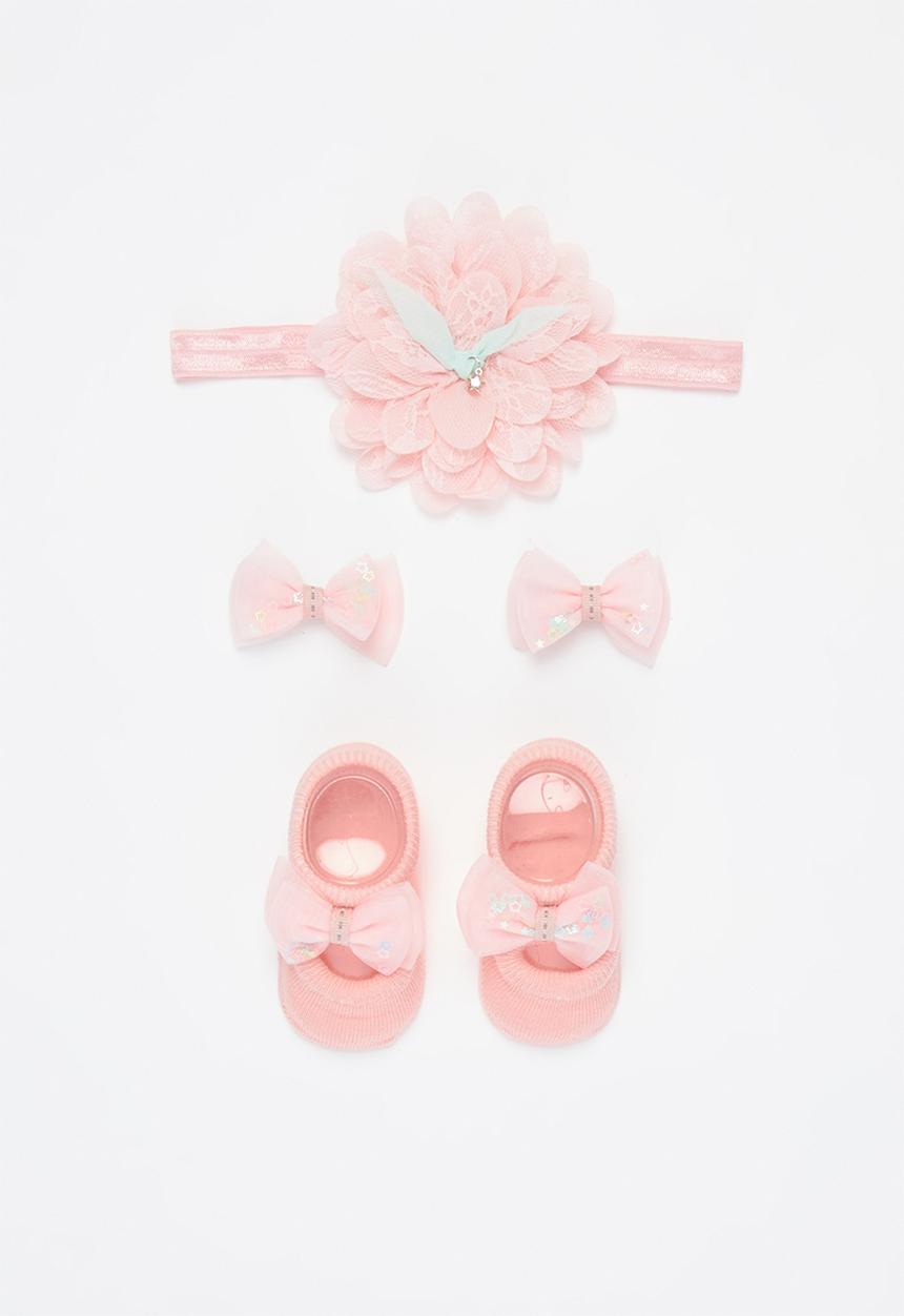 Pop Candy - Girls booties & headband set - pink