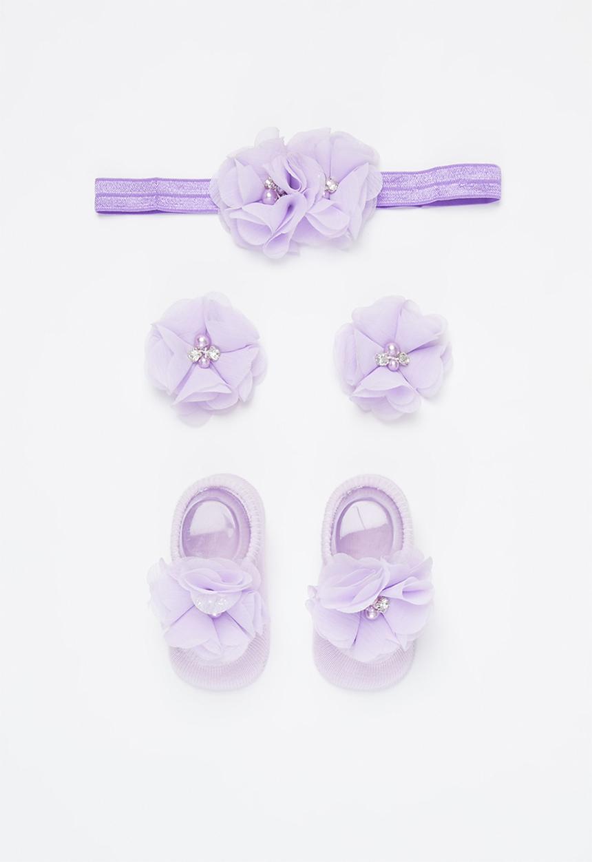 Pop Candy - Girls booties & headband set - lilac