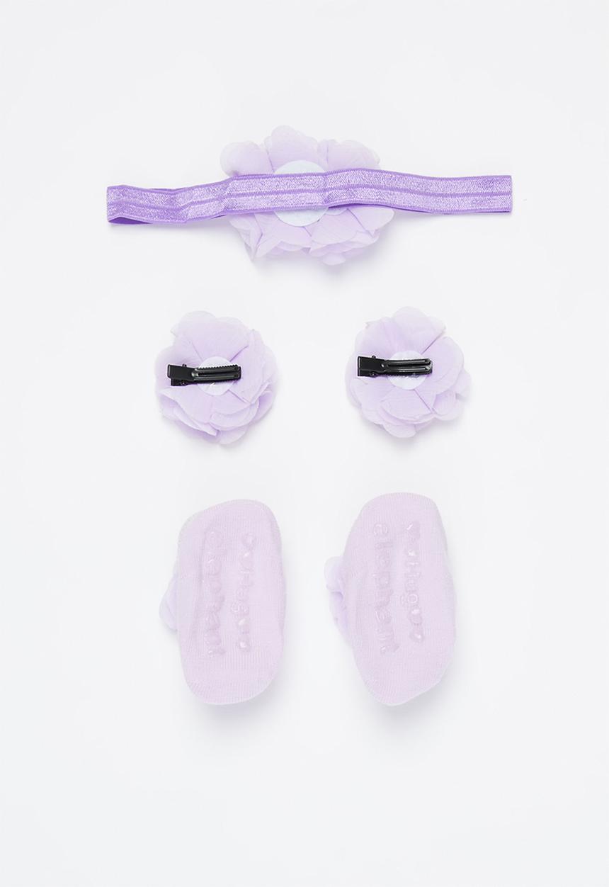 Pop Candy - Girls booties & headband set - lilac