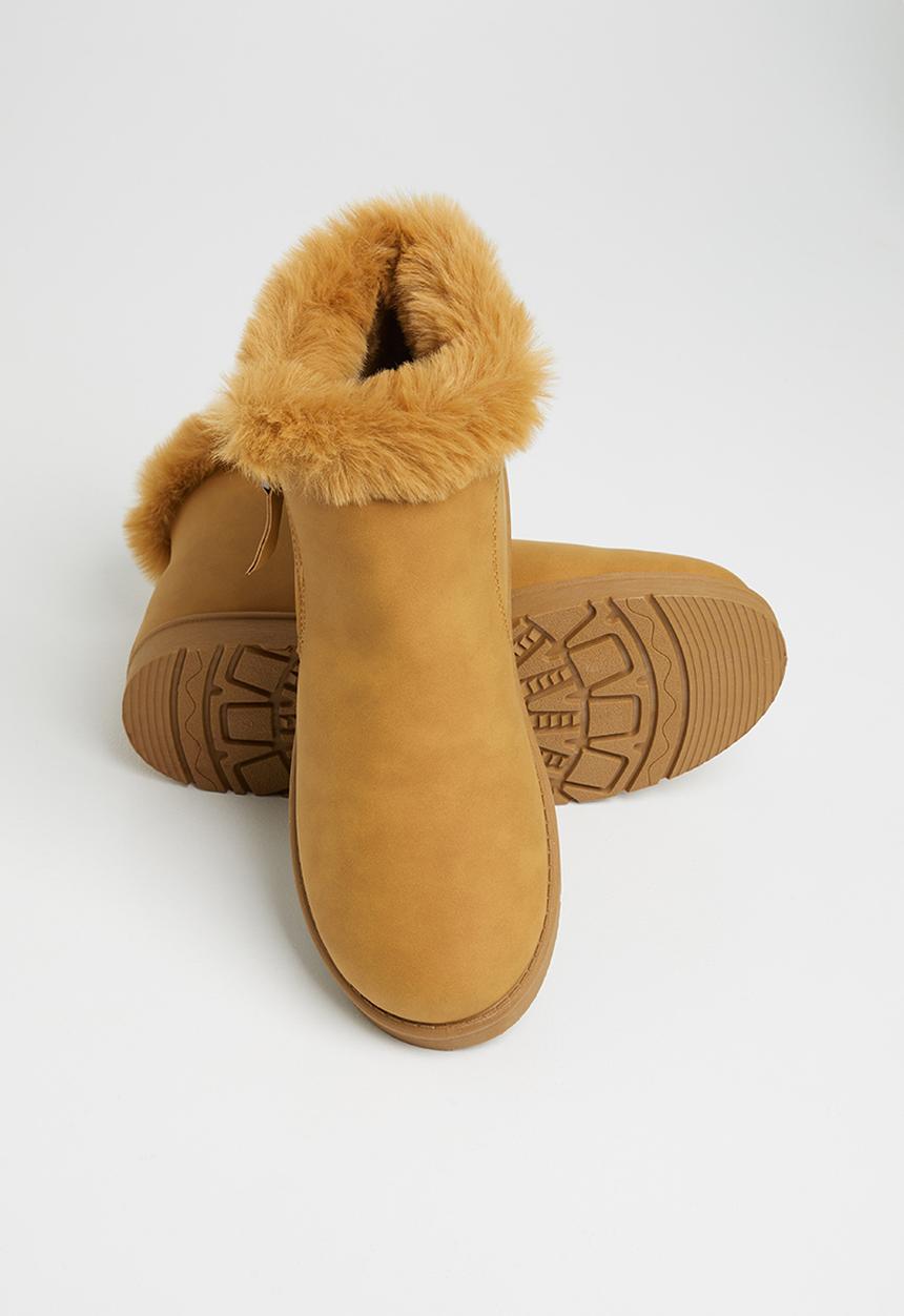 Jada - Faux fur lining zip ankle boot - tan