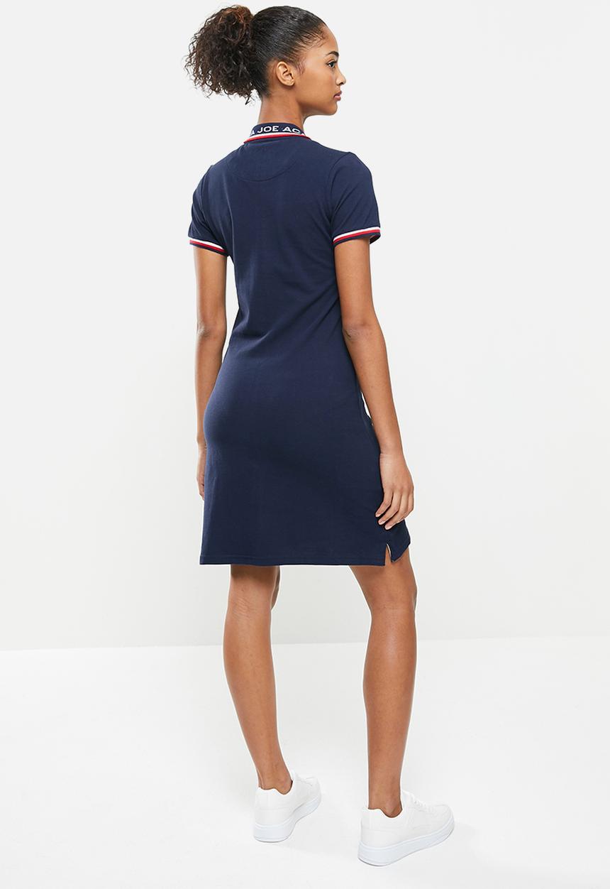 Aca Joe - Contrast collar pique dress - navy