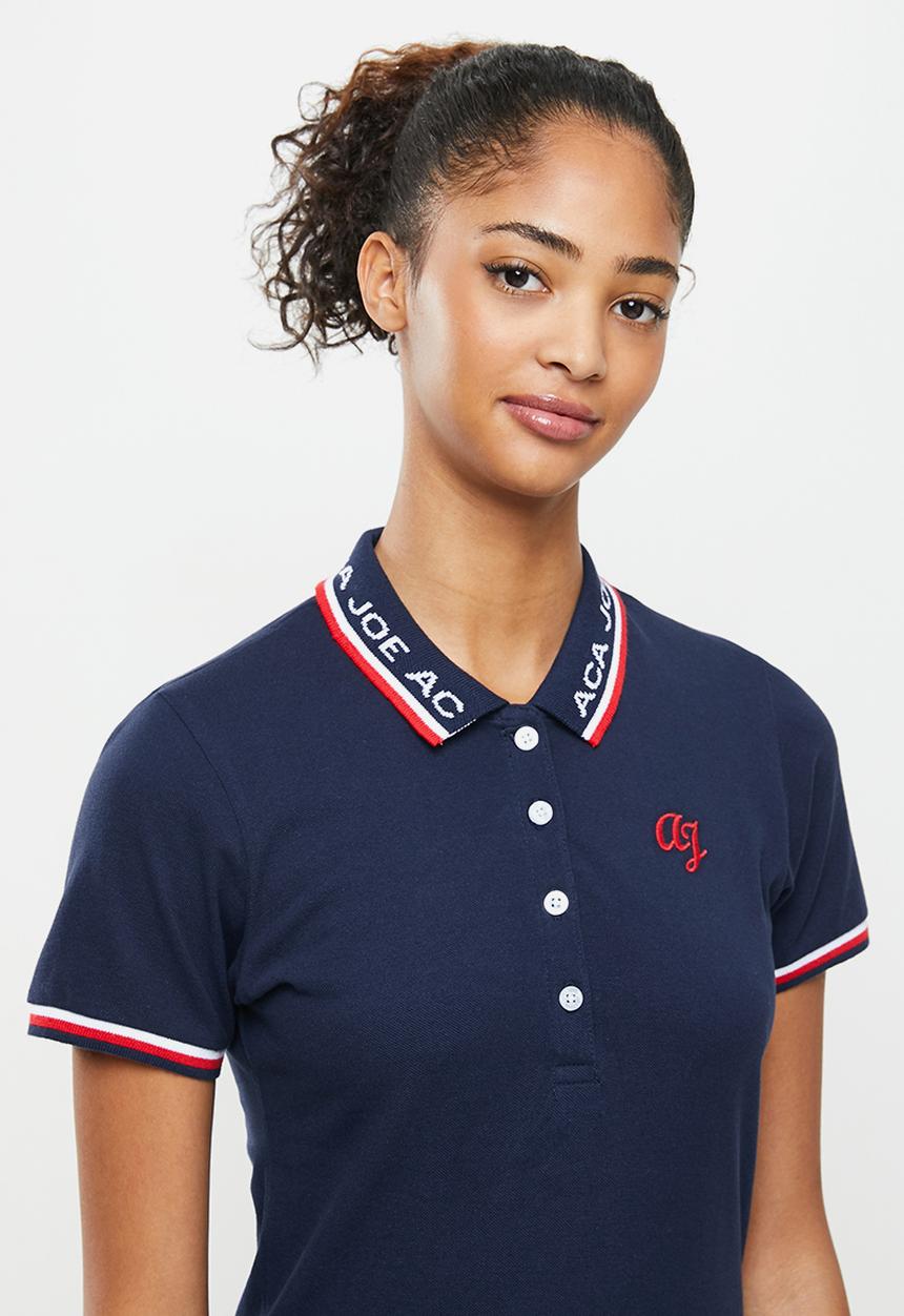 Aca Joe - Contrast collar pique dress - navy