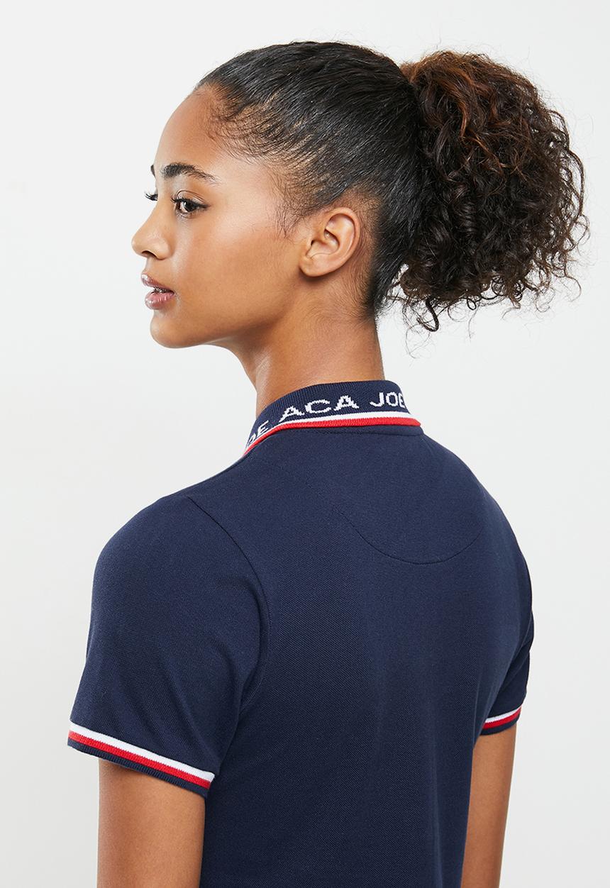 Aca Joe - Contrast collar pique dress - navy
