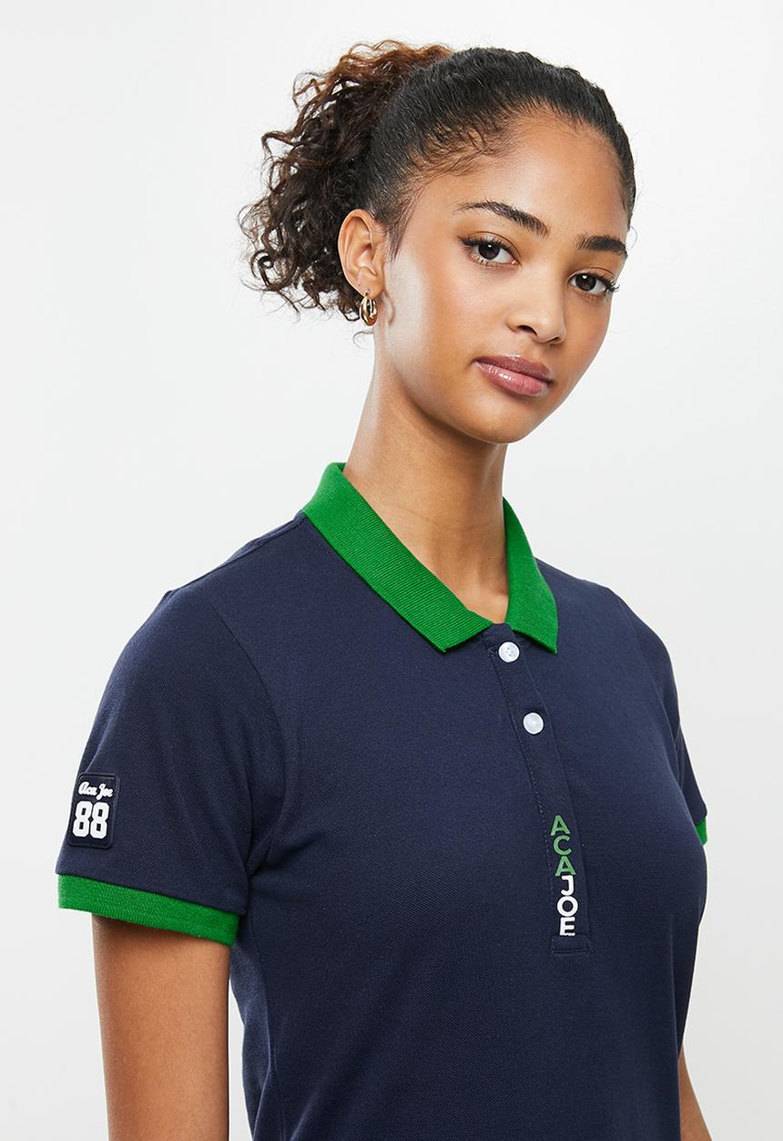 Aca Joe - Contrast collar sj dress - navy & green