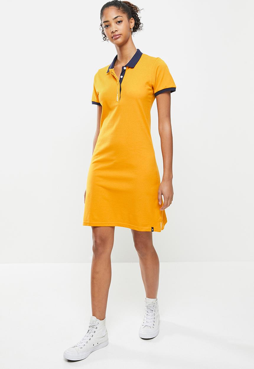 Aca Joe - Contrast collar sj dress - mustard