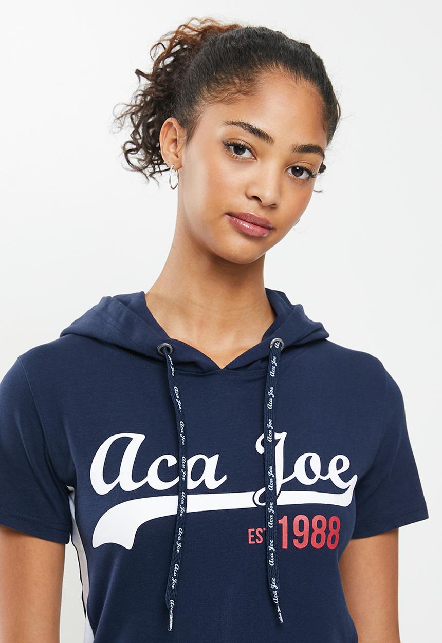 Aca Joe - Sj hooded short sleeve terry dress - navy