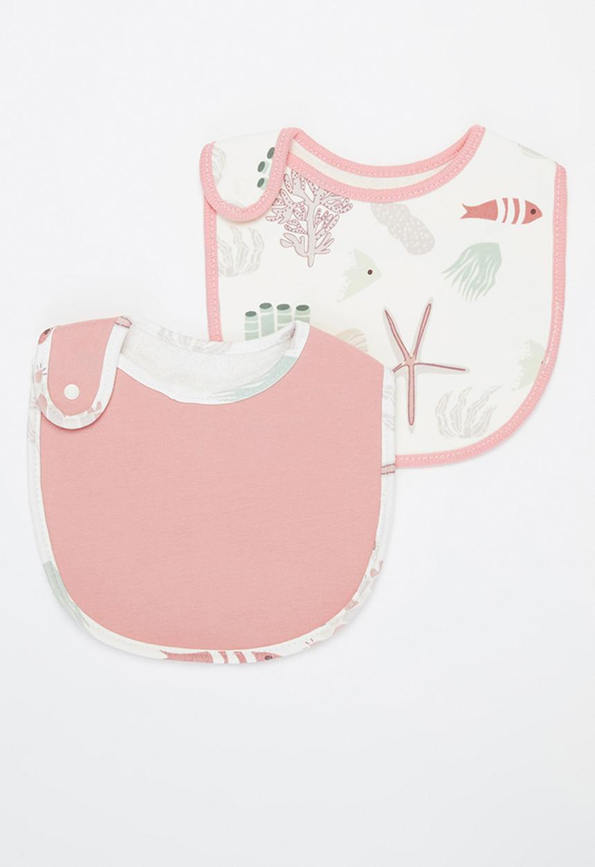 Pop Candy - Baby girls 2 pack bibs - pink & white