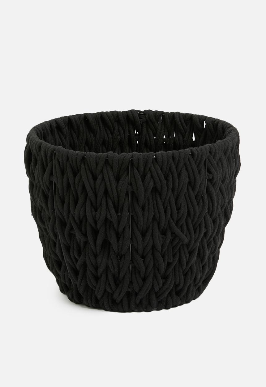 Sixth Floor - Large braided cotton rope basket - black