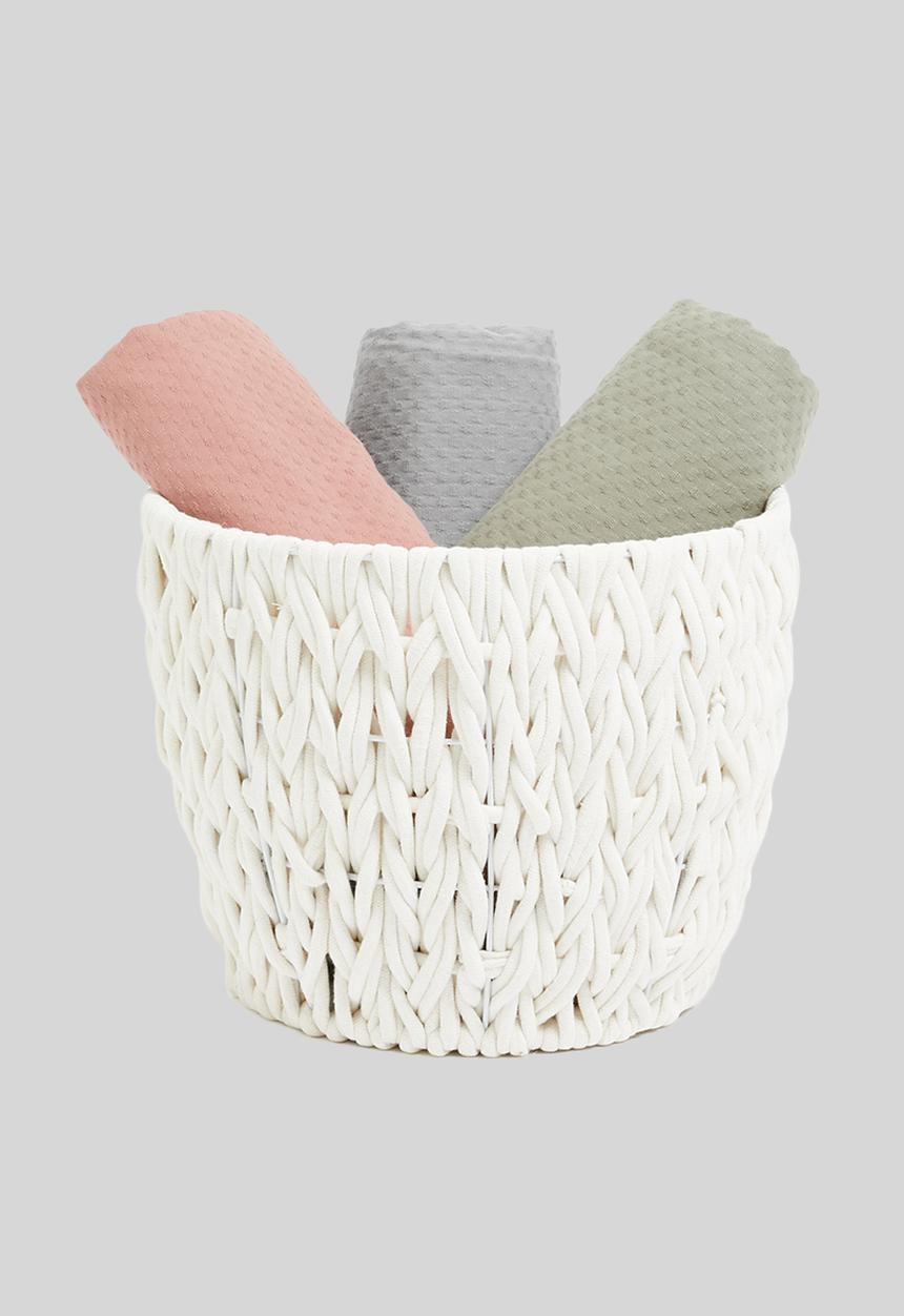 Sixth Floor - Large braided cotton rope basket - cream