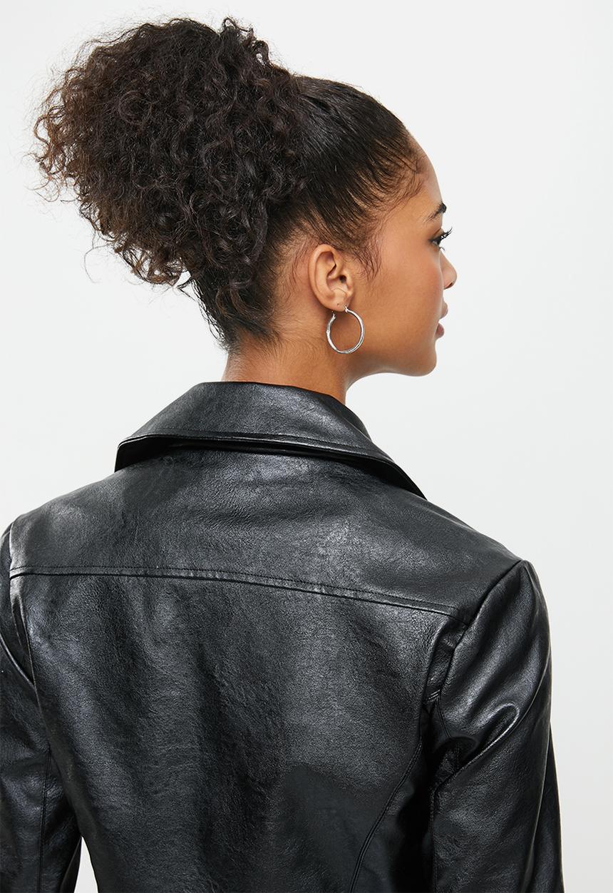 Blake - Cropped biker jacket - black