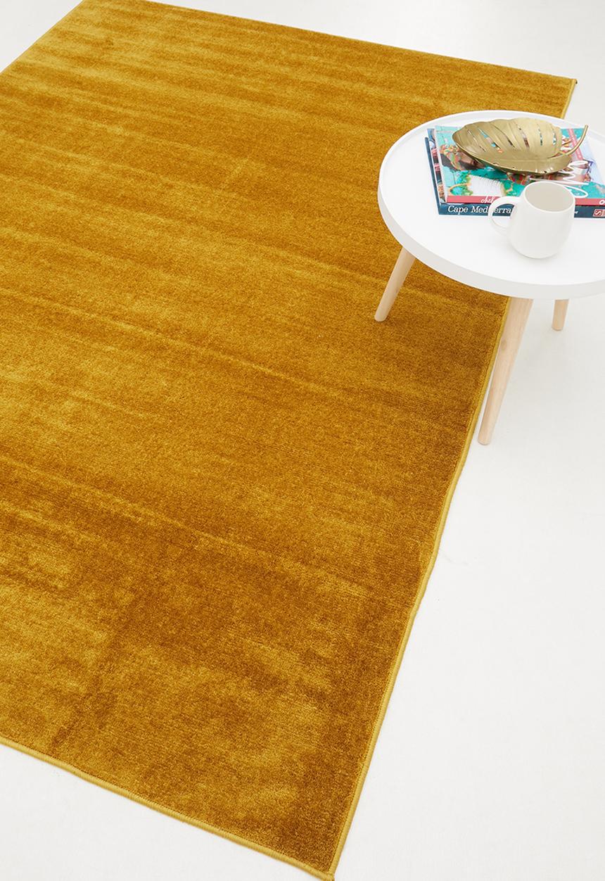 Sixth Floor - Silky micro polyester rug - mustard