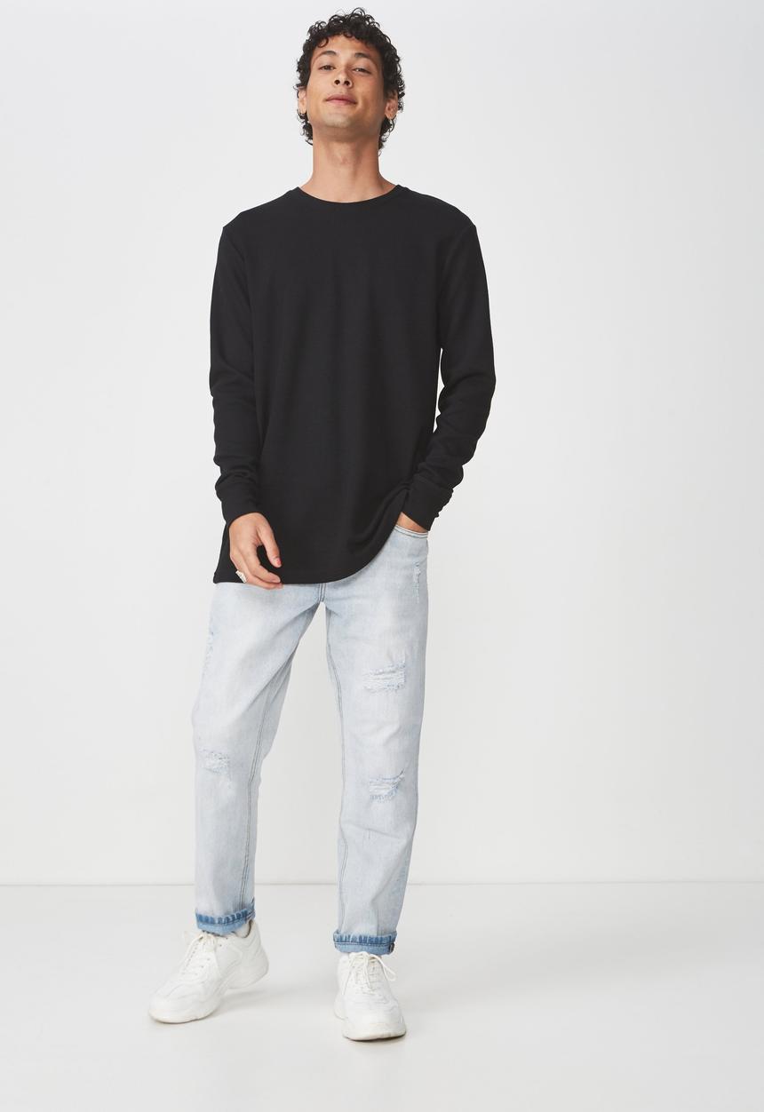 Cotton On - Waffle long sleeve T-shirt - black