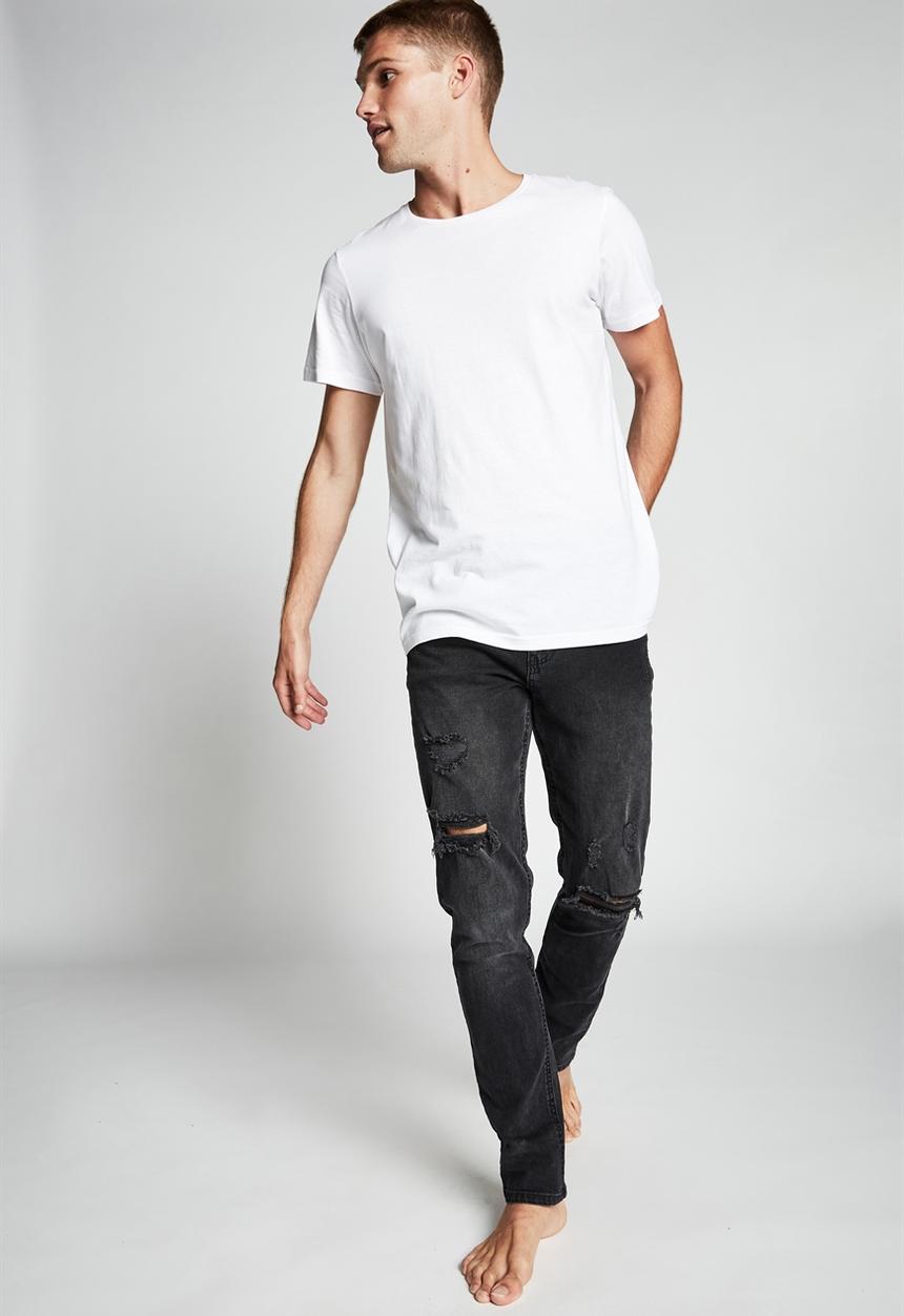 Cotton On - Slim fit jean - raven black rips