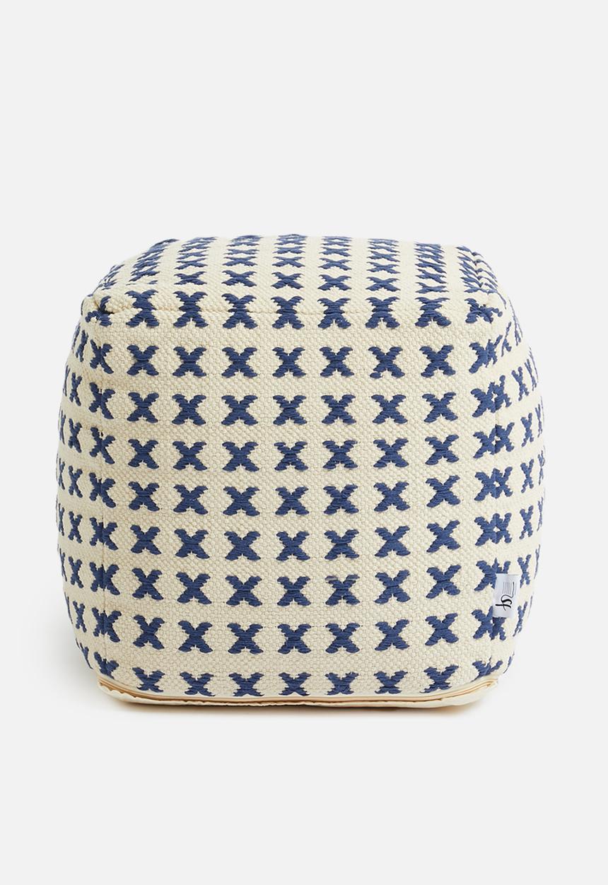 Sixth Floor - Criss cross ottoman - natural & sage
