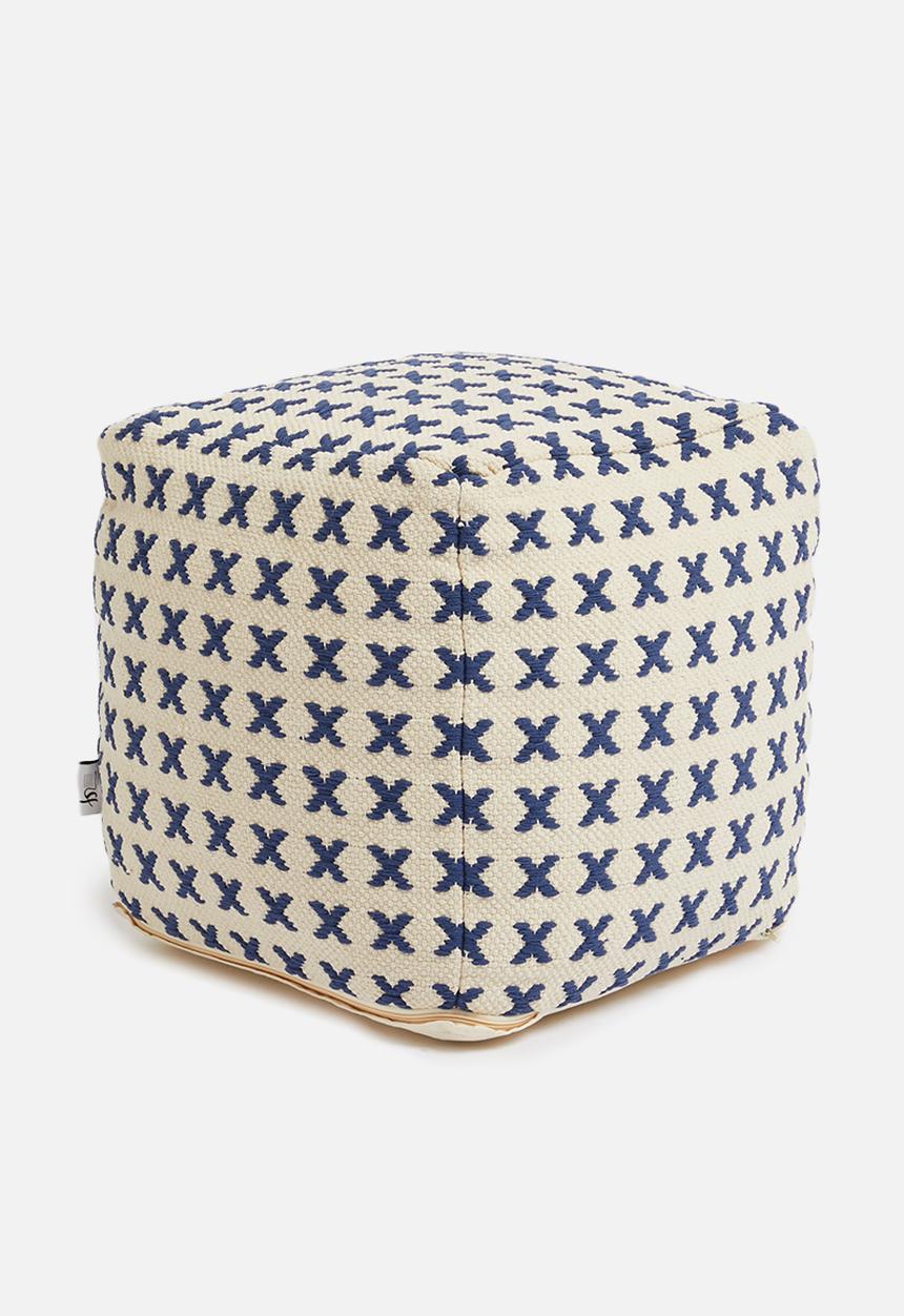 Sixth Floor - Criss cross ottoman - natural & sage