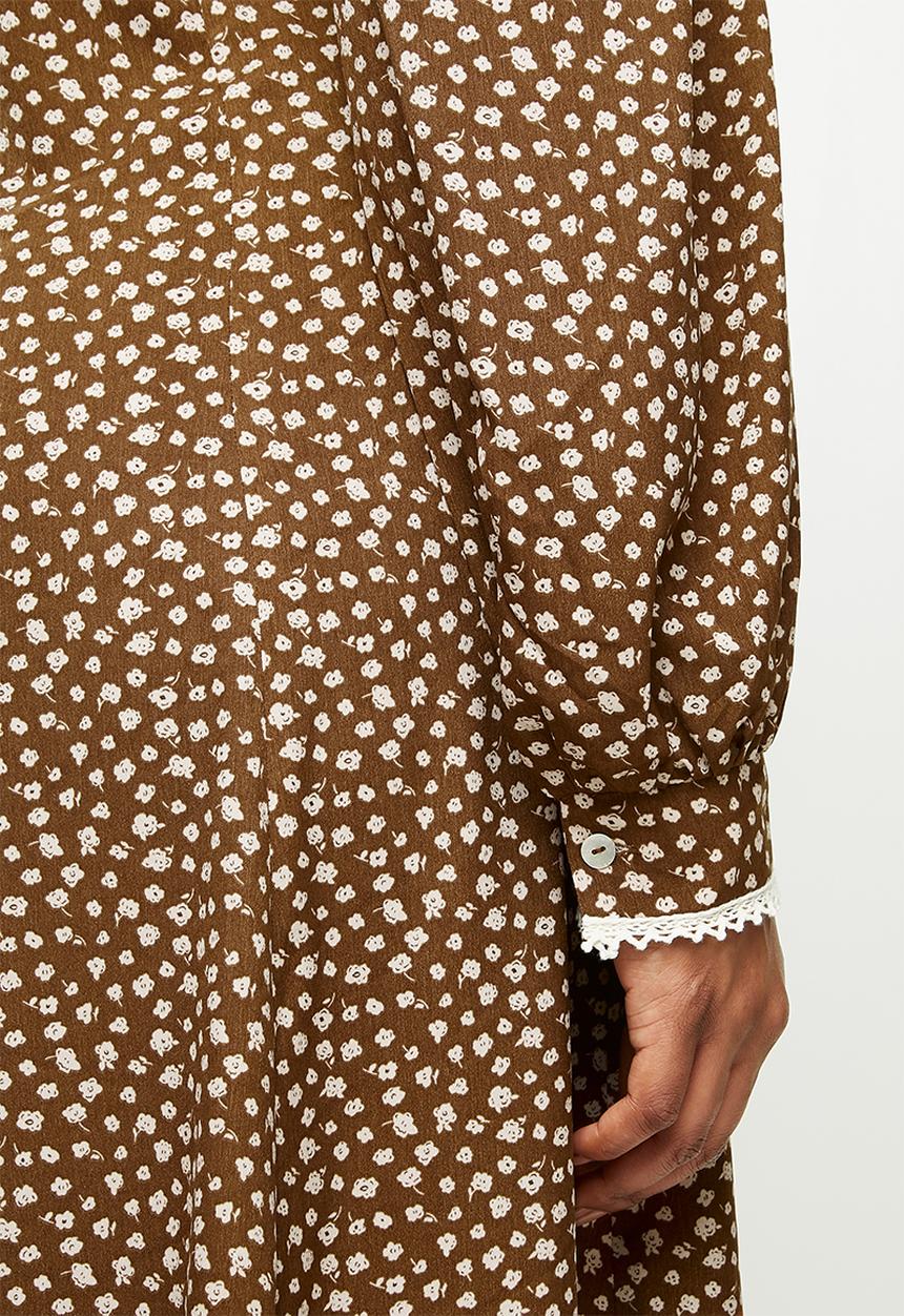 Me&B - Plus dropped collar prairie dress - brown
