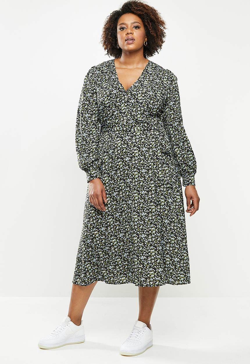 Missguided - Plus v-neck wrap midaxi dress floral - multi 
