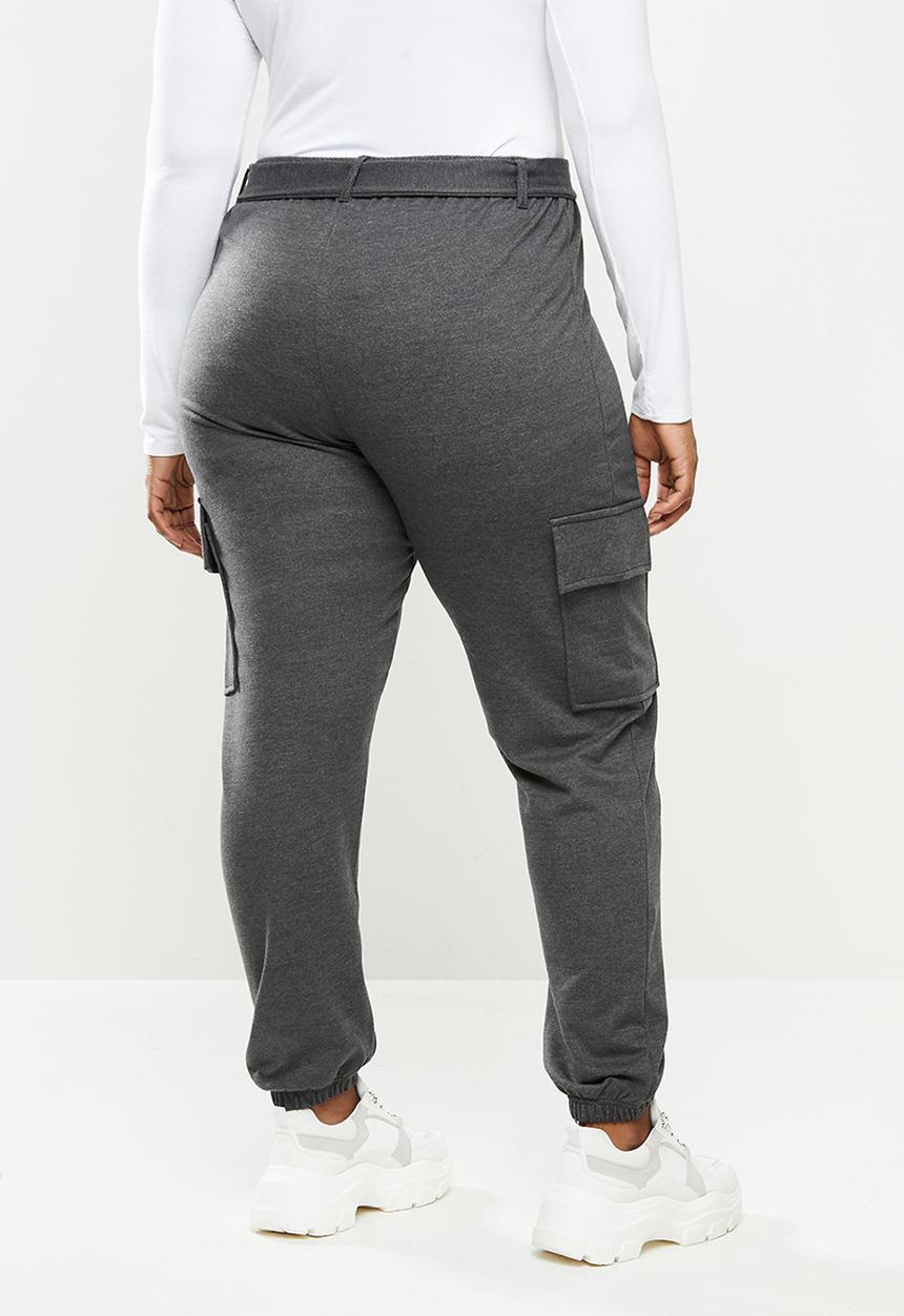 Missguided - Plus cargo jogger with buckle - grey