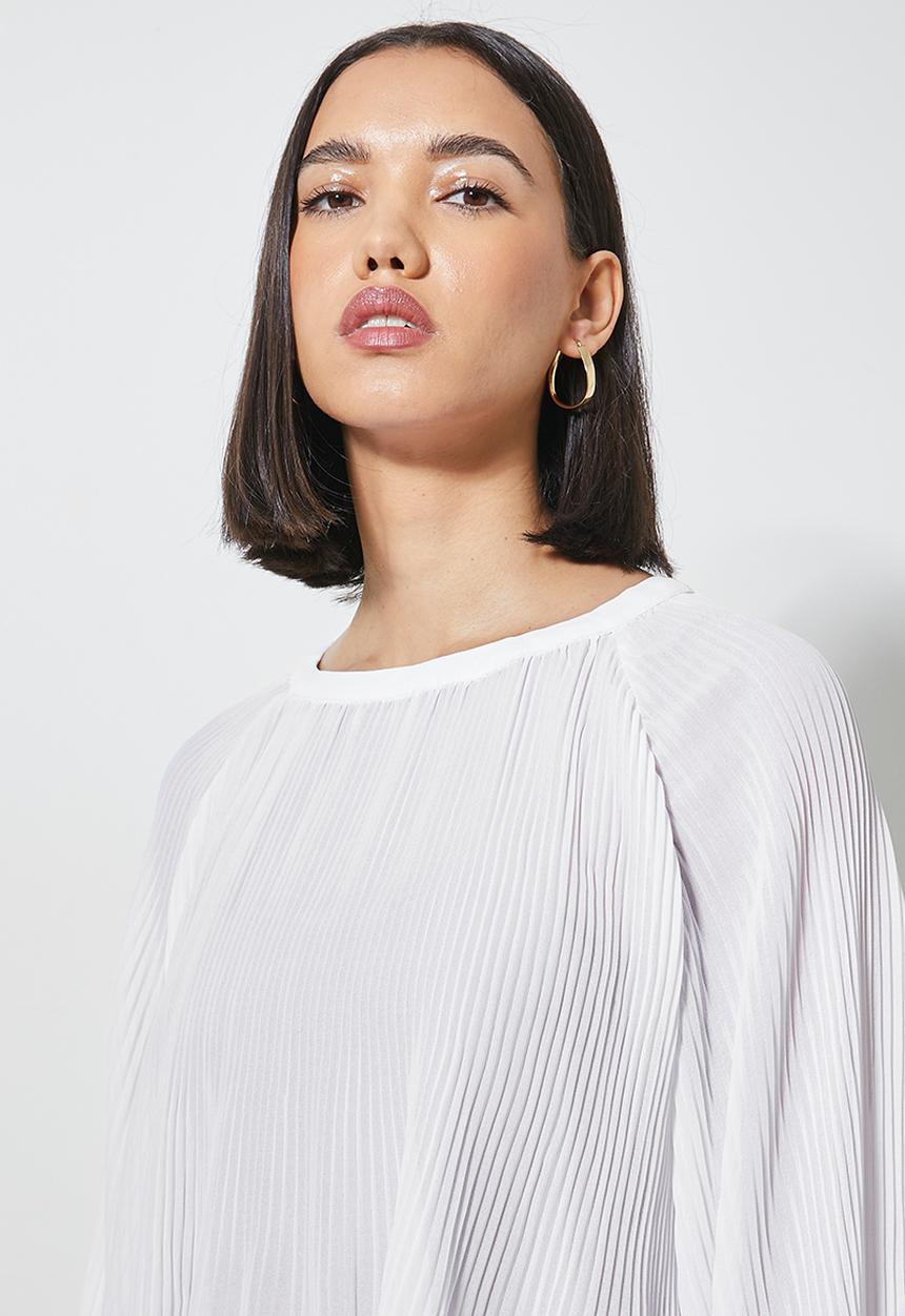Superbalist - Raglan sleeve mushroom pleated blouse - white