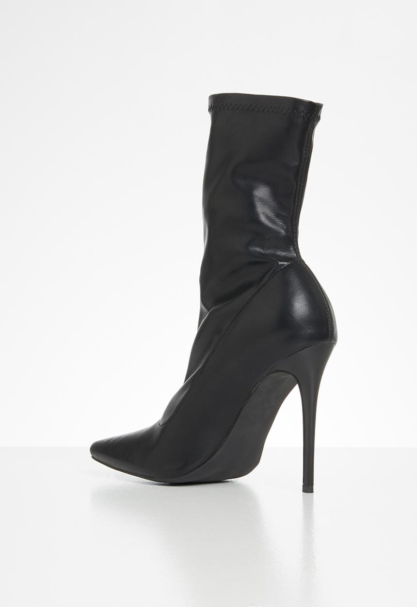 Public Desire - Everything square toe sock ankle boot - black