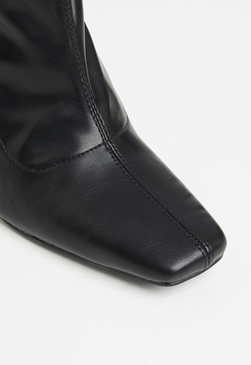 Public Desire - Everything square toe sock ankle boot - black