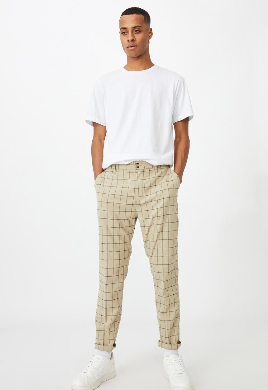 Cotton On - Oxford trouser - beige window check