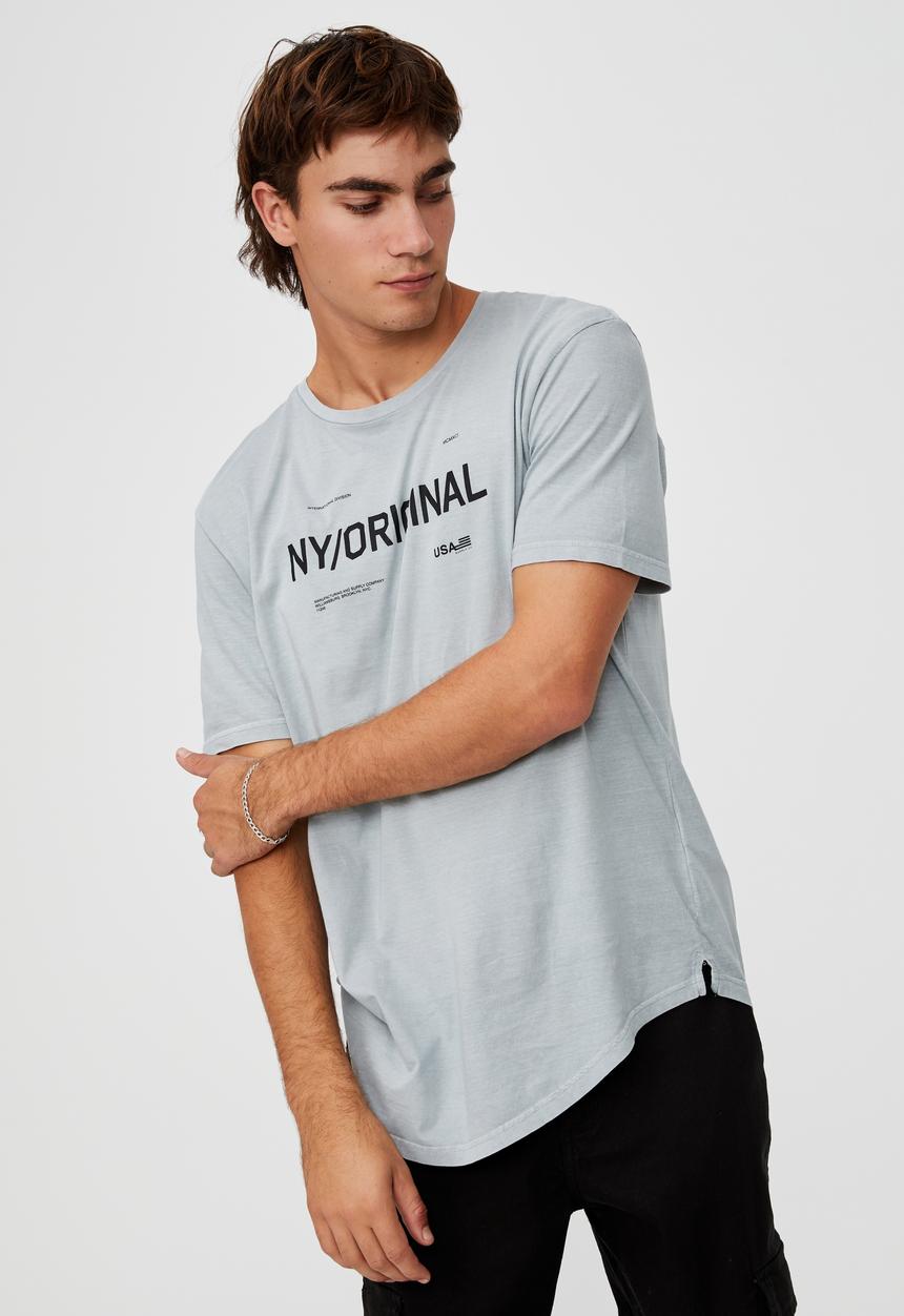 Cotton On - Longline scoop T-shirt - blue