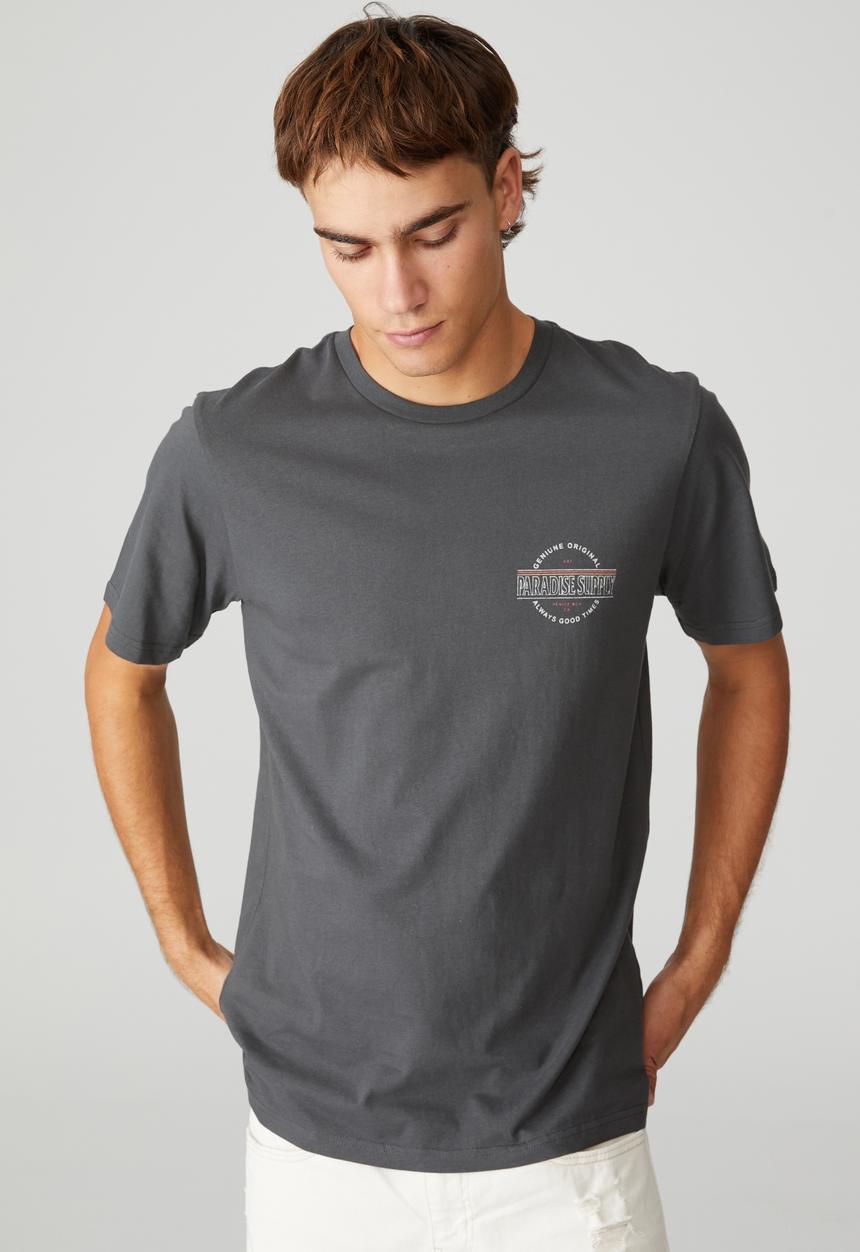 Cotton On - Tbar moto t-shirt - faded slate
