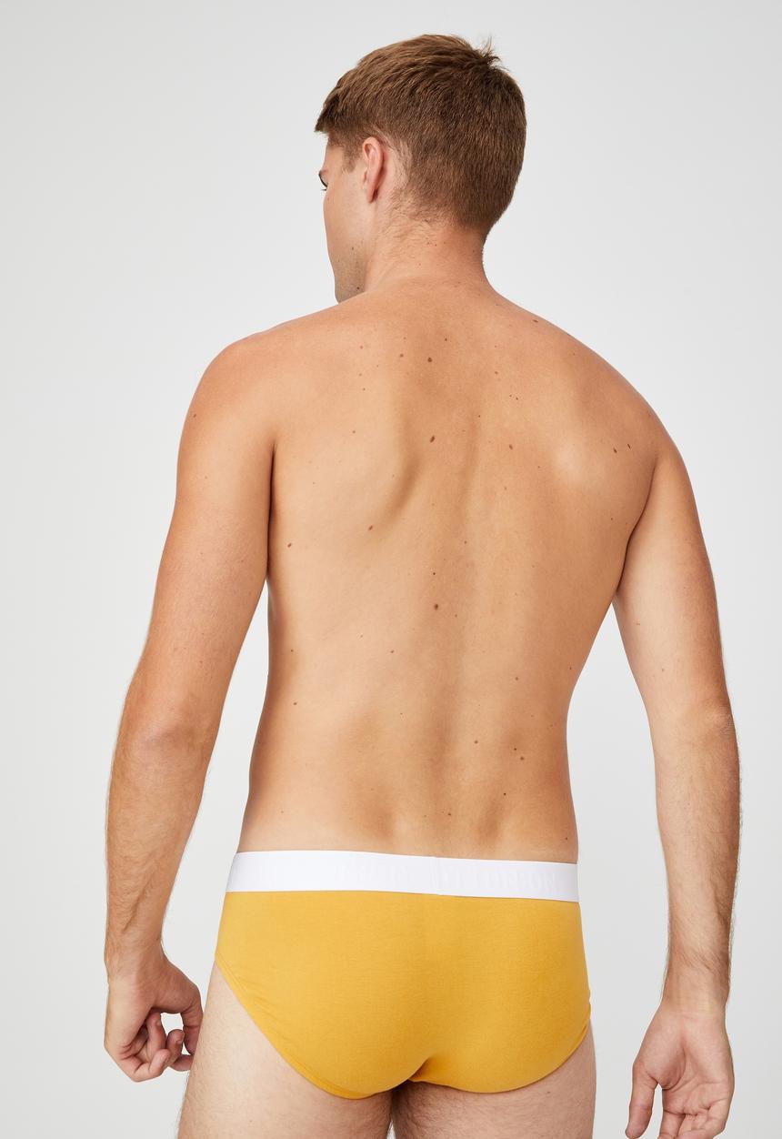Cotton On - Mens organic cotton brief - gold & white