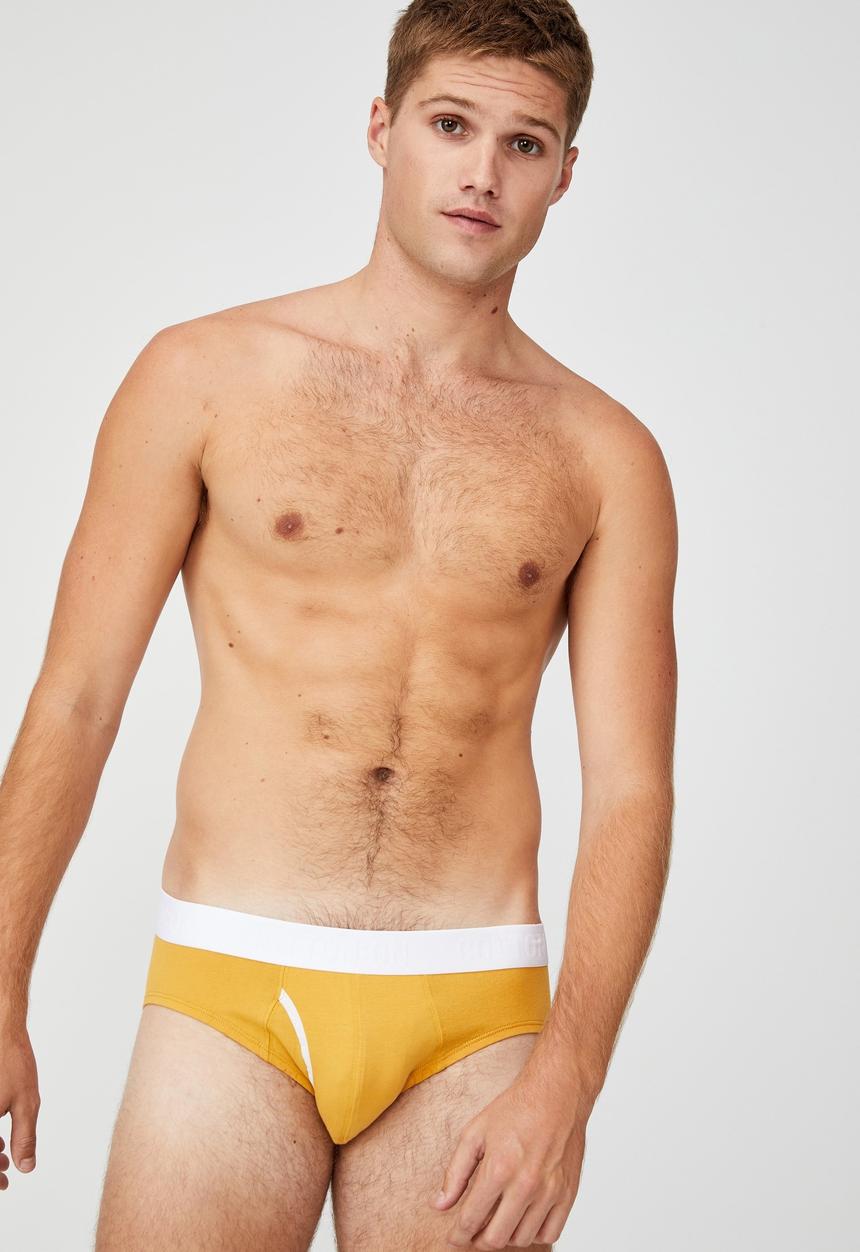 Cotton On - Mens organic cotton brief - gold & white