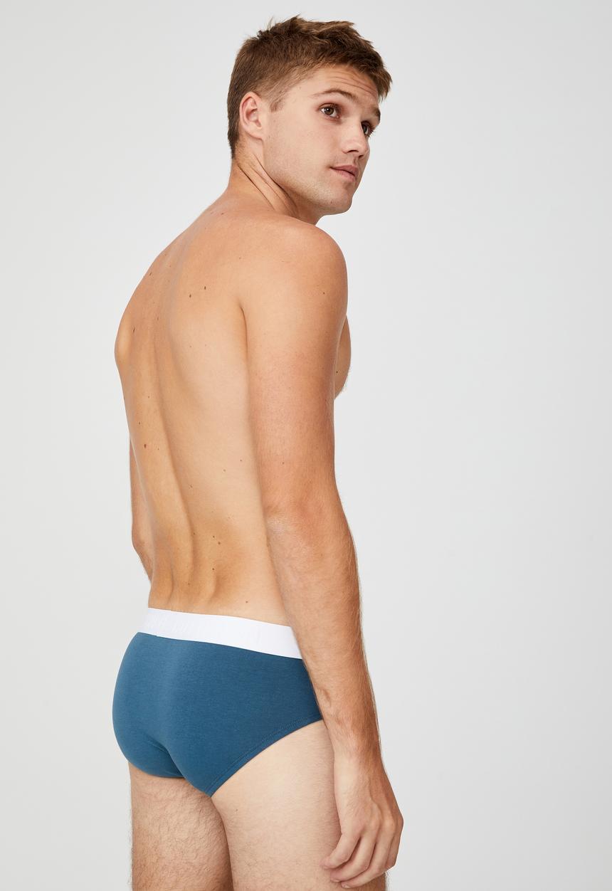 Cotton On - Mens organic cotton brief - blue & white