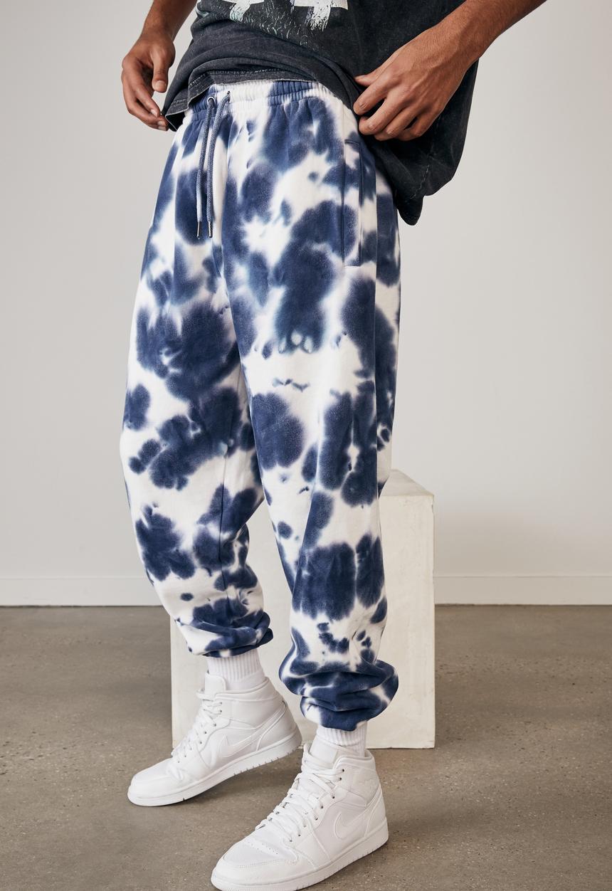 Factorie - Relaxed tie dye trackpant - indigo bleed tie dye