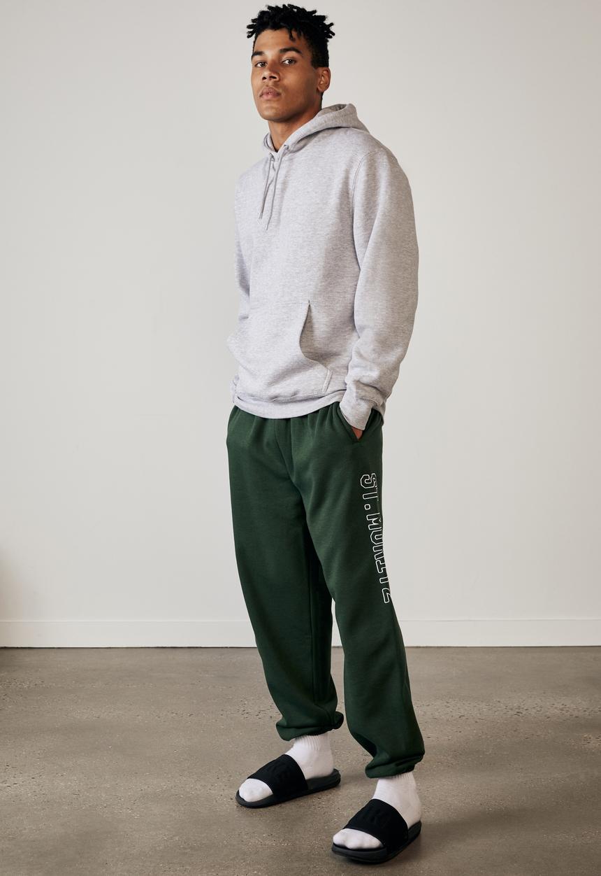 Factorie - Relaxed graphic trackpant - green 